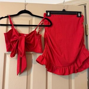 Amazon Red Ruffled Mini Top Cocktail